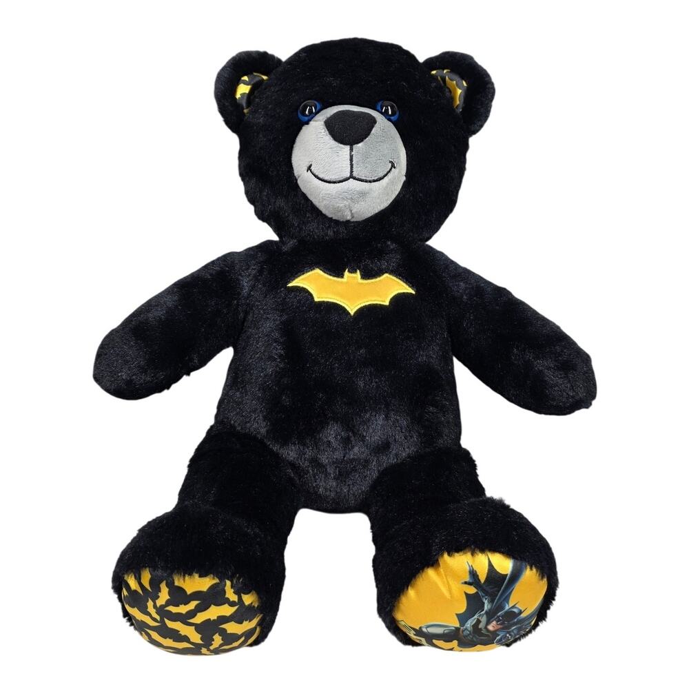 BUILD‑A‑BEAR 15" BATMAN BEAR STUFFED ANIMAL PLUSH – BLACK – DC COMICS EXCLUSIVE